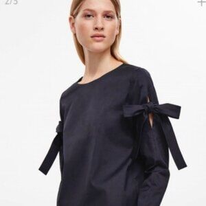 COS Black Shirt with Ribbons on Sleeves - Size 10
